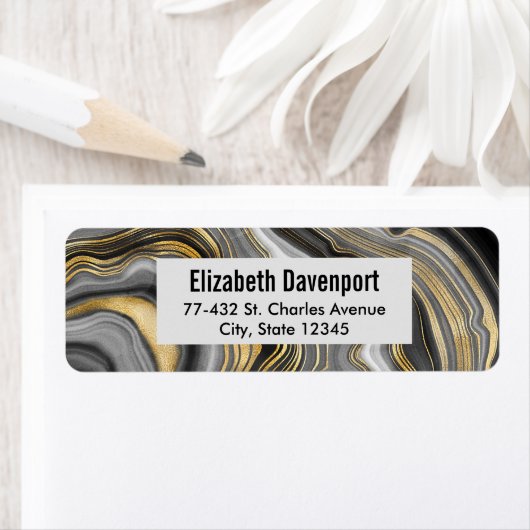 Étiquette Géode minéral moderne Gold & Grey Agate (En situation)