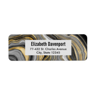 Étiquette Géode minéral moderne Gold & Grey Agate