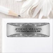 Étiquette Géométrique Métallurgique Gris et Diamants blancs (En situation)