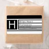 Étiquette Géométrique moderne et modifiable en noir et blanc (En situation)