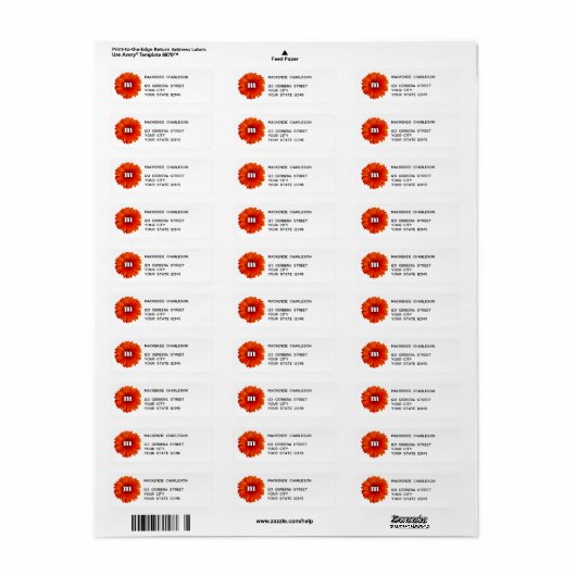 Étiquette Gerbera Daisy Monogram Adresse de retour initiale (Feuille entière)