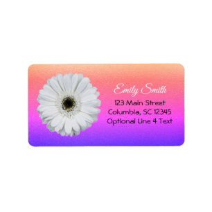Étiquette Gerbera Daisy sur la Parties scintillant arc-en-ci
