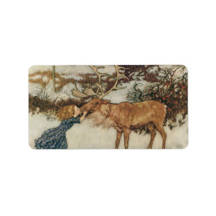 Étiquette Gerda vintage et le renne par Edmund Dulac
