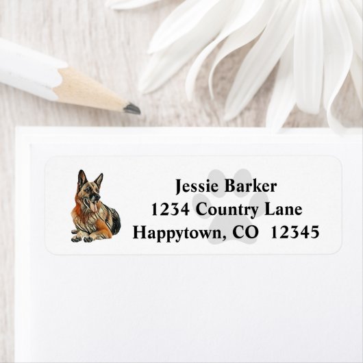 Étiquette German Shepherd Return Address Label (En situation)