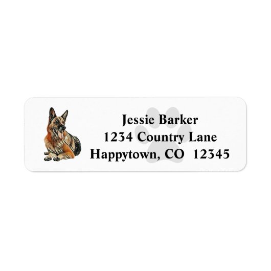 Étiquette German Shepherd Return Address Label (Devant)