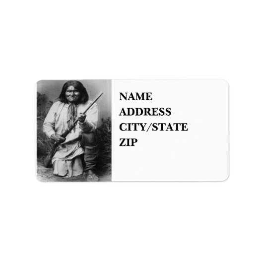 Étiquette "Geronimo avec un pistolet à l'avant-garde" (Devant)