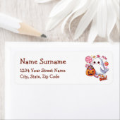 Étiquette Ghost, Citrouille et bonbons pour l'Halloween Éffr (En situation)