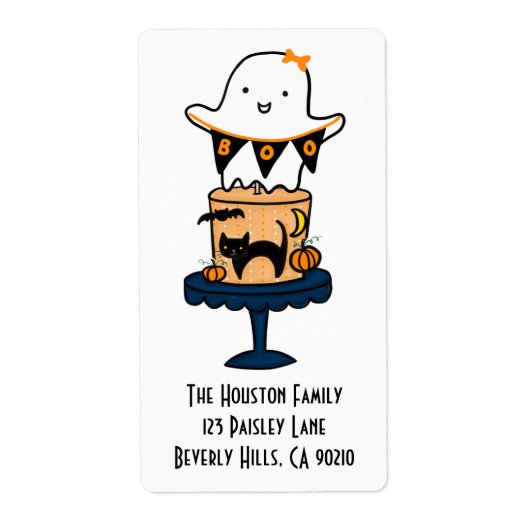 Étiquette Ghost on Halloween Cake (Devant)