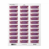 Étiquette Gilded Gold Leaf Pink Cherry Blossom Purple (Feuille entière)