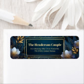 Étiquette Gilded Midnight Navy Starry Botanical Address (En situation)