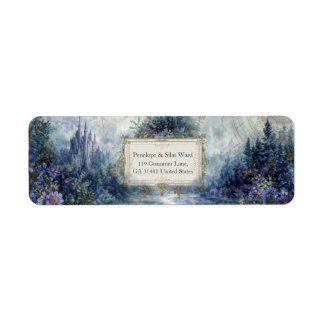 Étiquette Gilded Misty Fairytale Castle Landscape