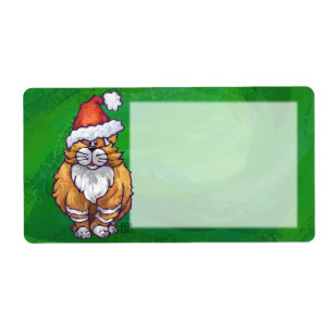 Étiquette Ginger Chat Noël Sur Vert