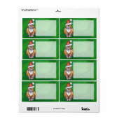 Étiquette Ginger Chat Noël Sur Vert (Feuille entière)