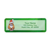 Étiquette Ginger Chat Noël Sur Vert (Devant)