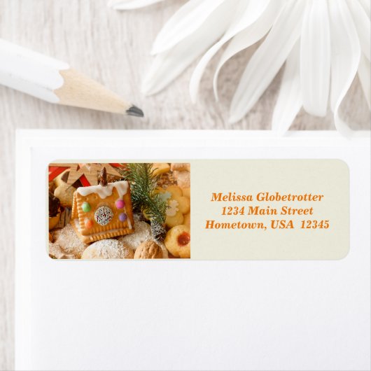 Étiquette Gingerbread House Return Address Label (En situation)