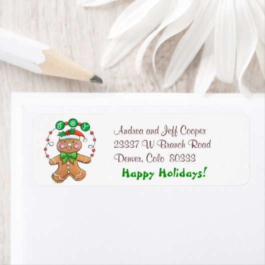 Étiquette Gingerbread Joy Christmas Return Adresse (En situation)