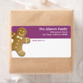 Étiquette Gingerbread man cookie violet plaisir de vacances  (En situation)
