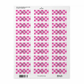 Étiquette Gingham Blanc et Rose Diagonal (Feuille entière)