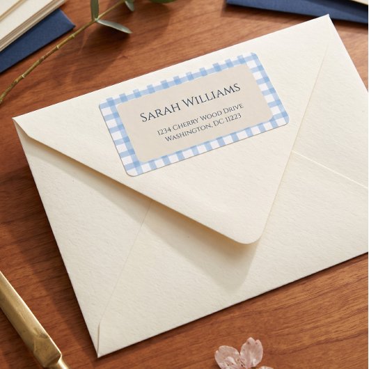 Étiquette Gingham Bleu