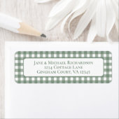 Étiquette Gingham Cottage Motif Vichy Vert et Blanc (En situation)