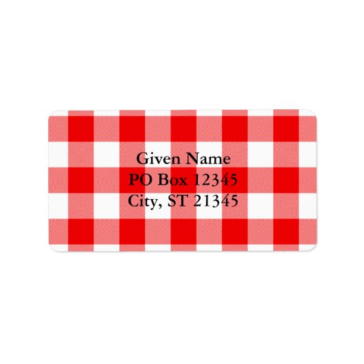 Étiquette Gingham rouge (Devant)