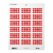 Étiquette Gingham rouge (Feuille entière)