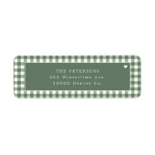 Étiquette Gingham vert personnalisé (Devant)
