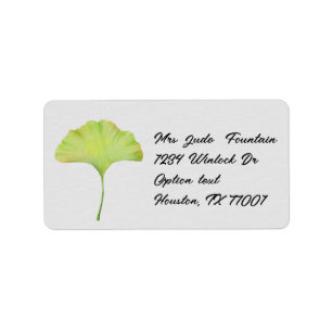 Étiquette Ginkgo biloba feuille aquarelle peinture mail étiq