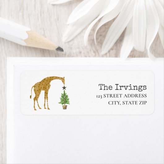 Étiquette Giraffe Arbre de Noël (En situation)
