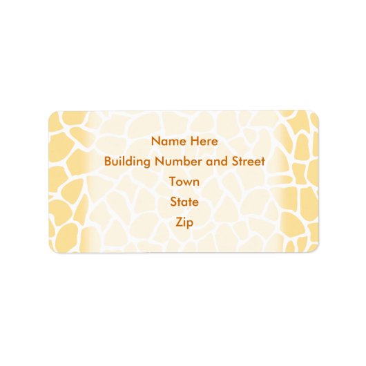 Étiquette Giraffe Jaune Motif Design Poster de animal. (Devant)