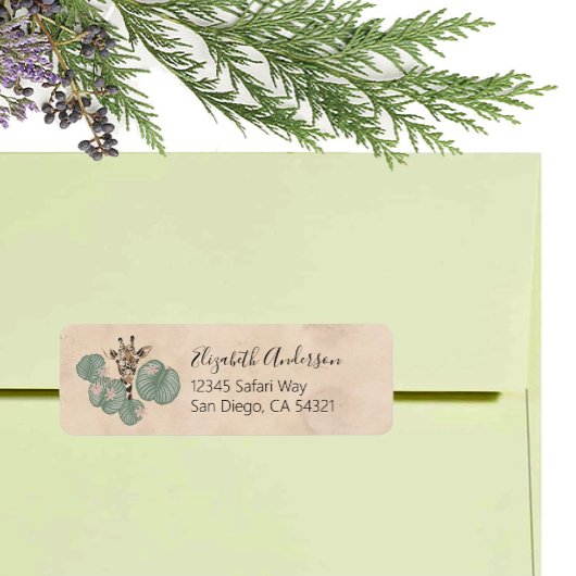 Étiquette Giraffe Safari Animal Botanique