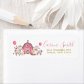 Étiquette Girl Pink Farm Baby Shower Address Label (En situation)