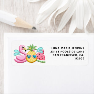 Étiquette Girl Summer Beach Anniversaire Adresse de retour L