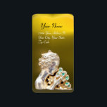 Étiquette GIRL WITH FLOWERS,gold yellow topaz<br><div class="desc">Elegant, classy and unique design in yellow , white with golden art nouveau jewel in vibrant colors . .Easy to customize with your own text as a wedding favor tag , rsvp , save-the-date, thank you , sweet 16 , quinceanera birthday parties , return address label, new birth, baby showers,...</div>