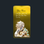 Étiquette GIRL WITH FLOWERS,gold yellow topaz<br><div class="desc">Elegant, classy and unique design in yellow , white with golden art nouveau jewel in vibrant colors . .Easy to customize with your own text as a wedding favor tag , rsvp , save-the-date, thank you , sweet 16 , quinceanera birthday parties , return address label, new birth, baby showers,...</div>