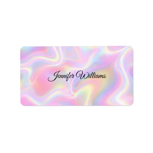 Étiquette Girly Vibrant Pastel Holographic Swirl Design      (Devant)