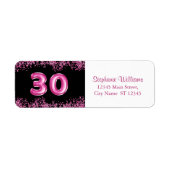 Étiquette Glam Black Pink Foil 30e fête d'anniversaire (Devant)