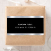 Étiquette Glam Black Silver Elegant Modèle Modern Shipping (En situation)