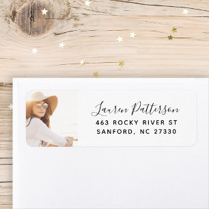 Étiquette Glam Custom Photo Graduation Adresse de retour