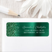 Étiquette Glam Emerald Green Metallic Mariage Adresse de ret (En situation)