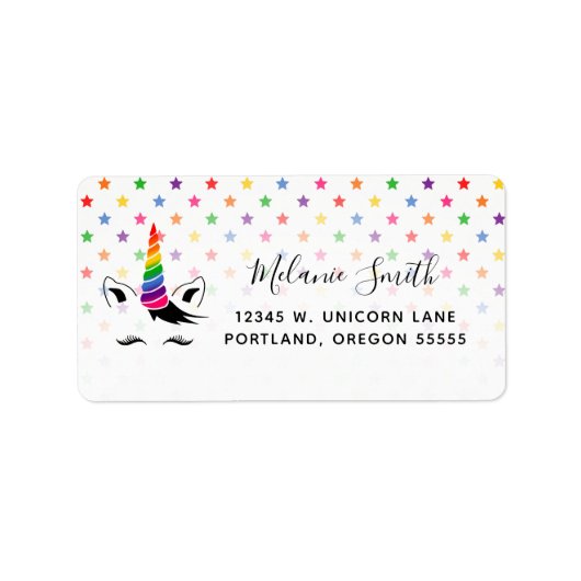 Étiquette Glam Rainbow Unicorn (Devant)