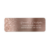 Étiquette Glam Rose Gold Metallic Mariage Adresse de retour (Devant)
