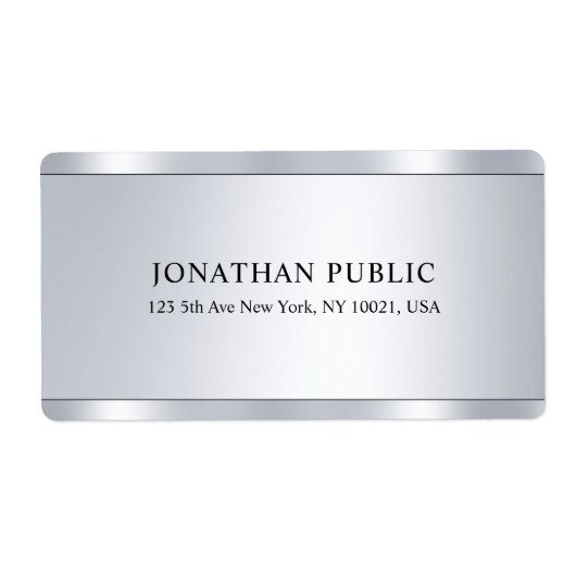Étiquette Glamor Faux Argent Moderne Élégant Modèle (Devant)