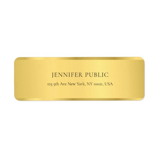 Étiquette Glamor Gold Elegant Golden Modern Adresse de retou (Devant)