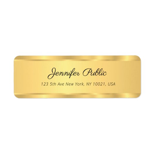 Étiquette Glamor moderne Modèle Black Gold Adresse de retour (Devant)