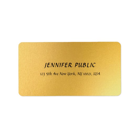 Étiquette Glamor moderne or Elegant Golden Design Adresse (Devant)