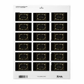 Étiquette Glamour Great Gatsby Gold Black Art Déco Mariage (Feuille entière)