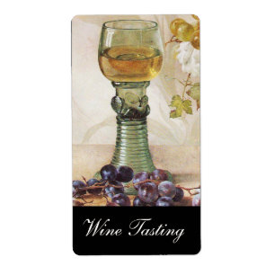 ÉTIQUETTE GLASS OF WHITE WINE ,OLD GRAPE VINEYARD PARTY