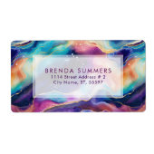 Étiquette Glitterie colorée Agate texture motif (Devant)