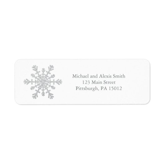 Étiquette Glittery Sparkel Silver Snowflake pour Noël (Devant)